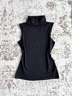 90s CYC Sleeveless Rhinestone Studded Embellished Turtleneck Top